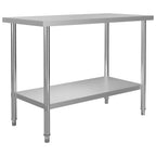 Mesa de trabajo de cocina con estante acero inox 120x60x120 cm