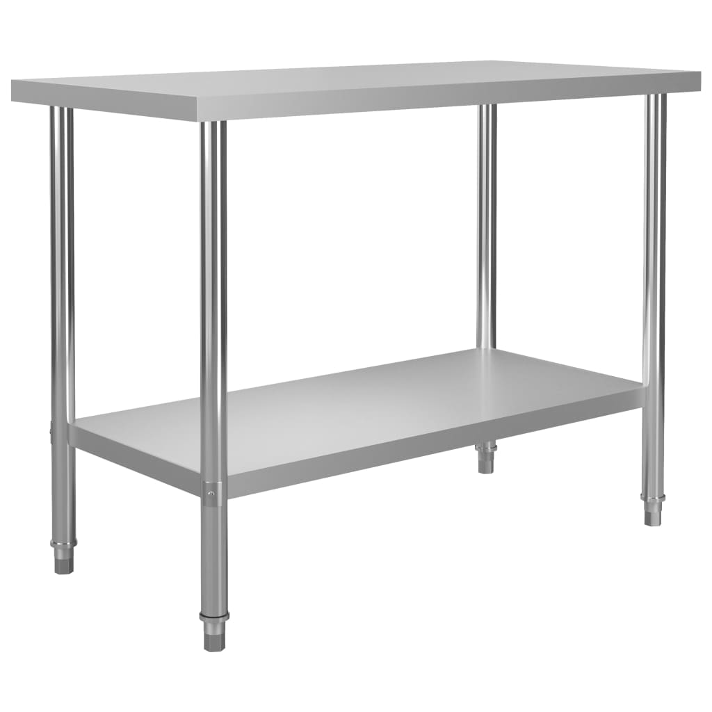Mesa de trabajo de cocina con estante acero inox 120x60x120 cm