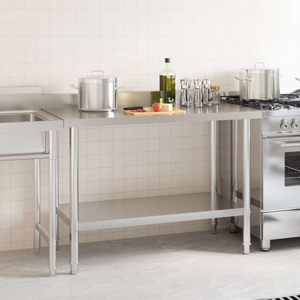 Mesa de trabajo de cocina con estante acero inox 120x60x120 cm