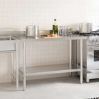 Mesa de trabajo de cocina con estante acero inox 120x60x120 cm