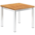 Acacia wood and stainless steel garden side table 45x45x38cm