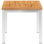 Acacia wood and stainless steel garden side table 45x45x38cm