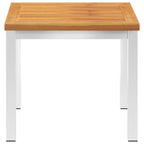 Acacia wood and stainless steel garden side table 45x45x38cm