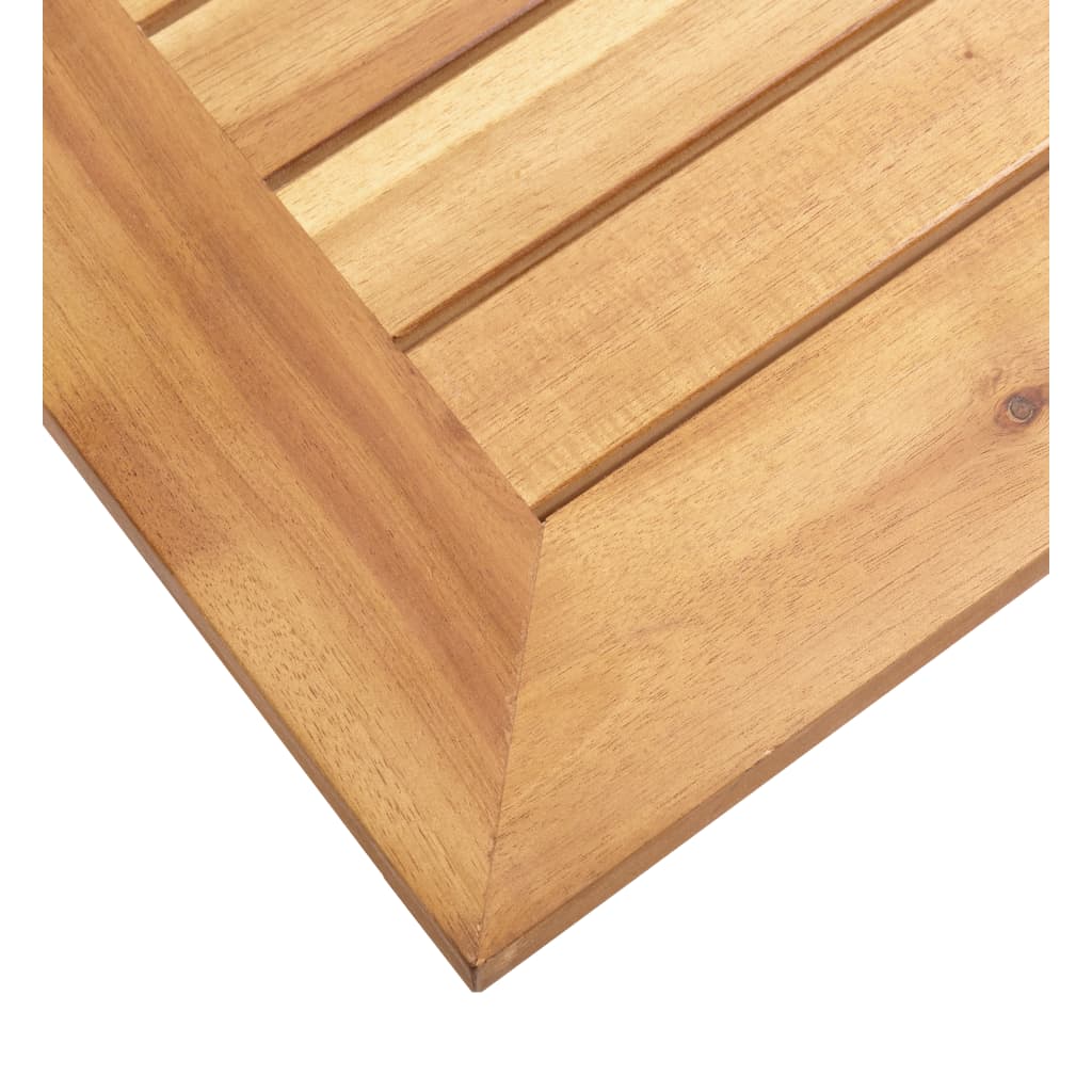 Acacia wood and stainless steel garden side table 45x45x38cm