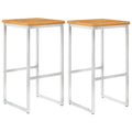 Taburetes de bar 2 uds madera maciza acacia y acero inoxidable