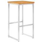 Taburetes de bar 2 uds madera maciza acacia y acero inoxidable