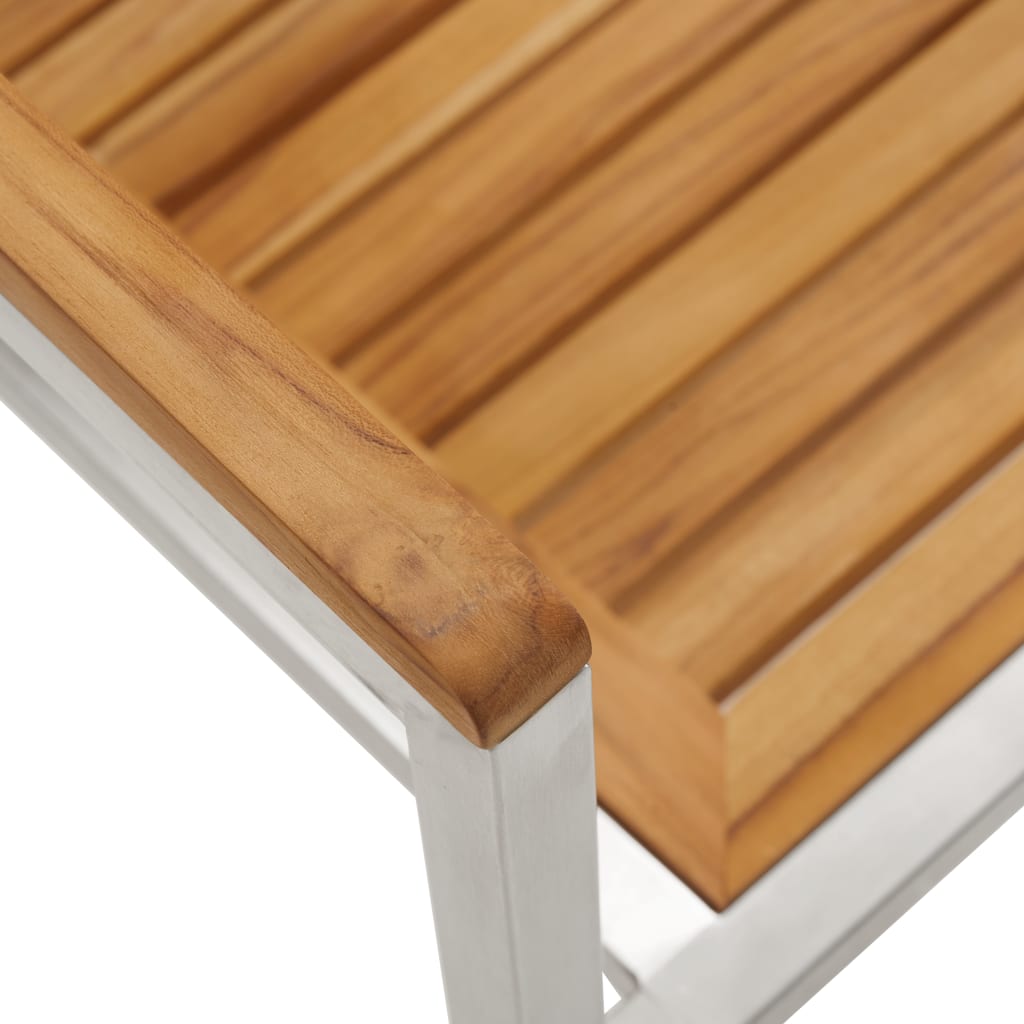 Sillas de jardín 2 uds madera maciza de teca y acero inoxidable