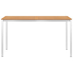 Mesa comedor jardín teca maciza y acero inoxidable 140x80x75 cm