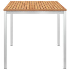 Mesa comedor jardín teca maciza y acero inoxidable 140x80x75 cm