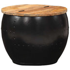 Mesa de centro redonda de madera maciza de mango 53x43 cm