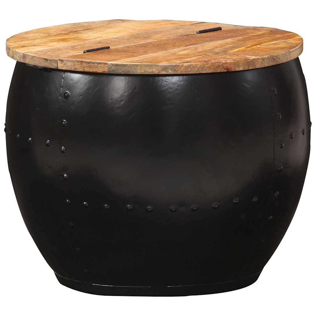 Mesa de centro redonda de madera maciza de mango 53x43 cm