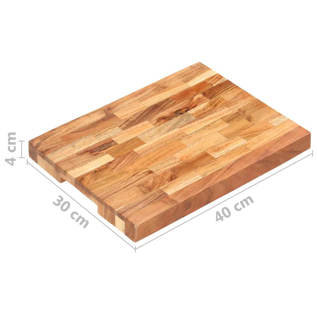 Tabla de cortar de madera maciza de acacia 40x30x4 cm