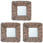 Mirrors, 3 units, wicker, 15x15 cm
