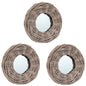 3 wicker mirrors, 15 cm