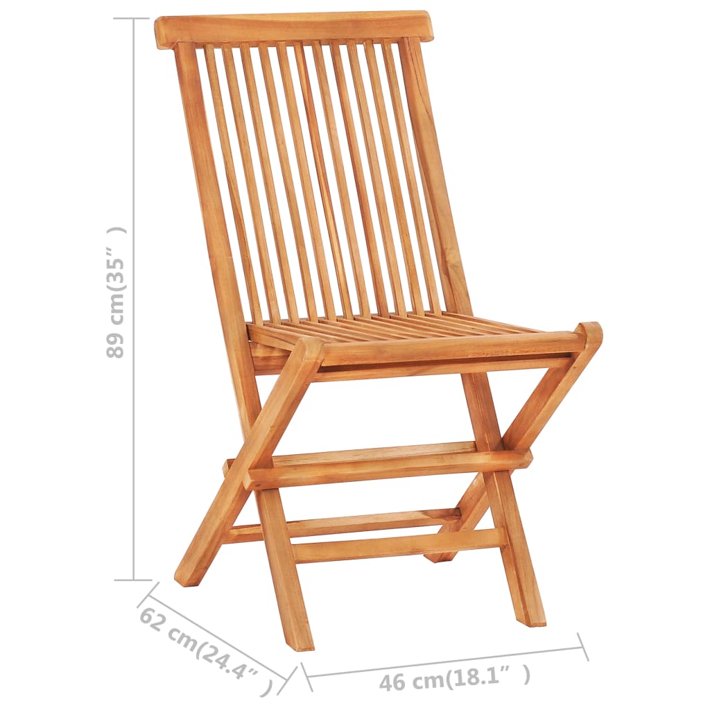 Mesa y sillas de jardín plegables 3 pzas madera maciza de teca
