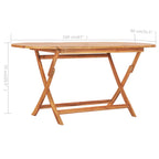 Mesa plegable de jardín madera maciza de teca 160x80x75 cm