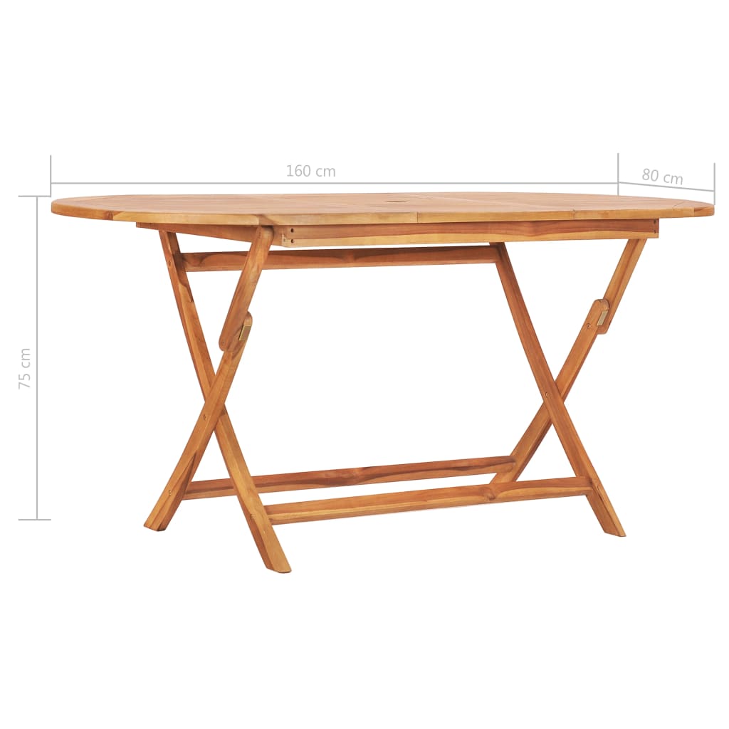 Set comedor de jardín plegable 7 piezas madera maciza de teca