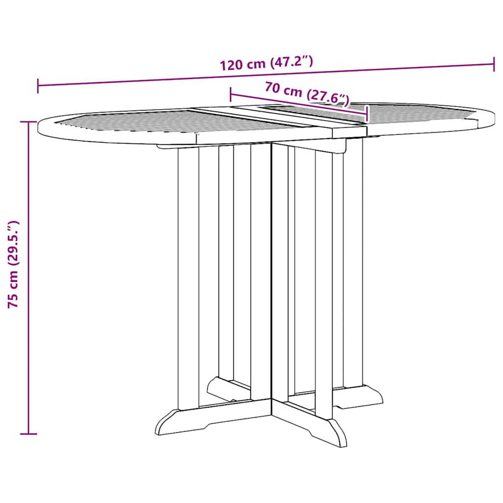 Mesa de jardín plegable Butterfly madera de teca 120x70x75 cm