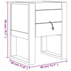 Mesita de noche de madera maciza de teca 40x30x50 cm