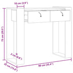Mesa consola de madera maciza de teca 90x35x75 cm