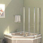 Mampara de ducha de vidrio templado a rayas 120x140 cm