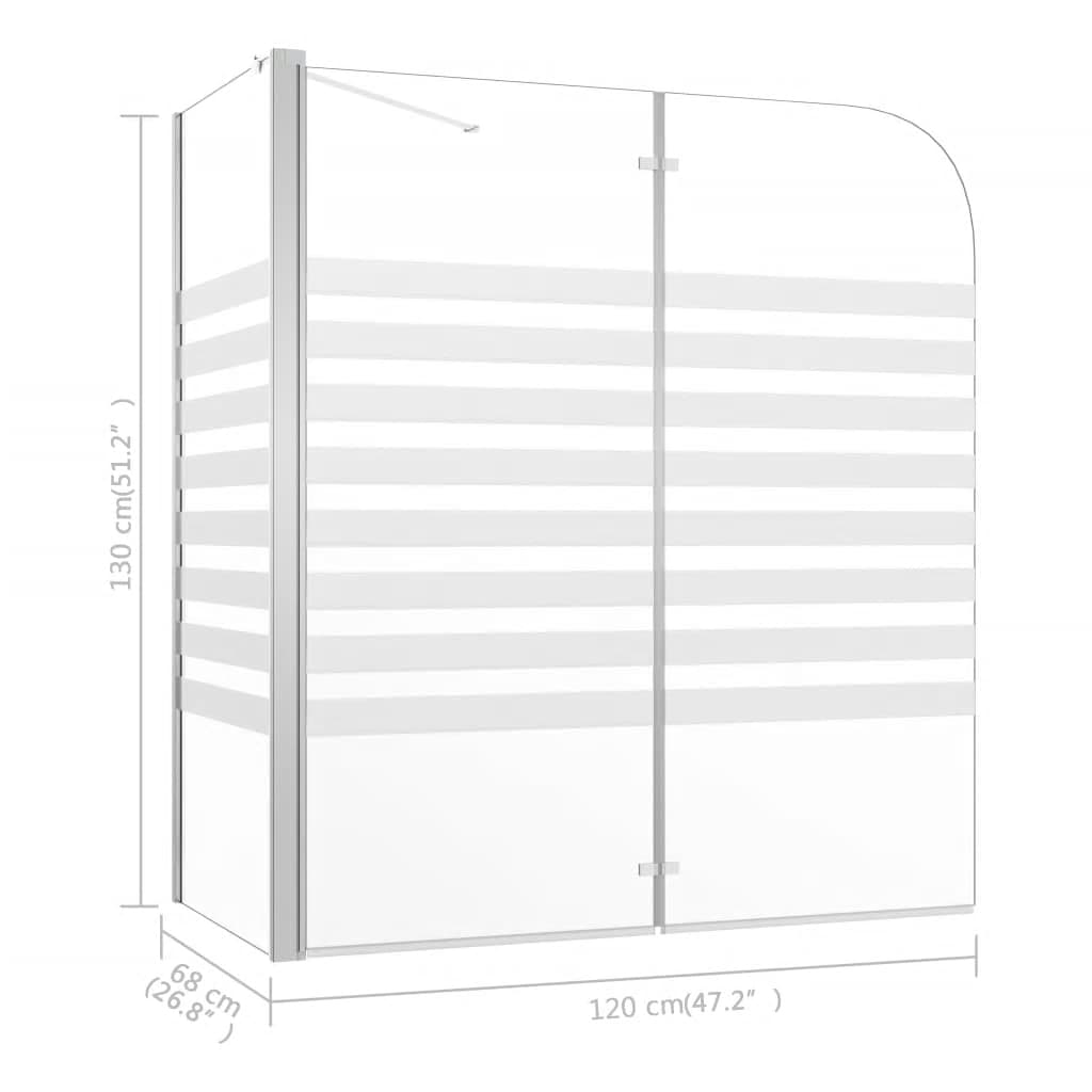 Mampara de baño vidrio templado a rayas 120x68x130 cm