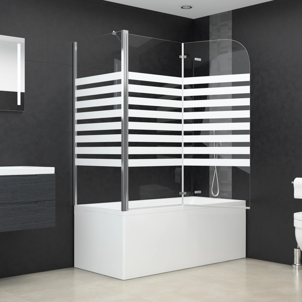 Mampara de baño vidrio templado a rayas 120x68x130 cm