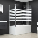 Mampara de baño vidrio templado a rayas 120x68x130 cm
