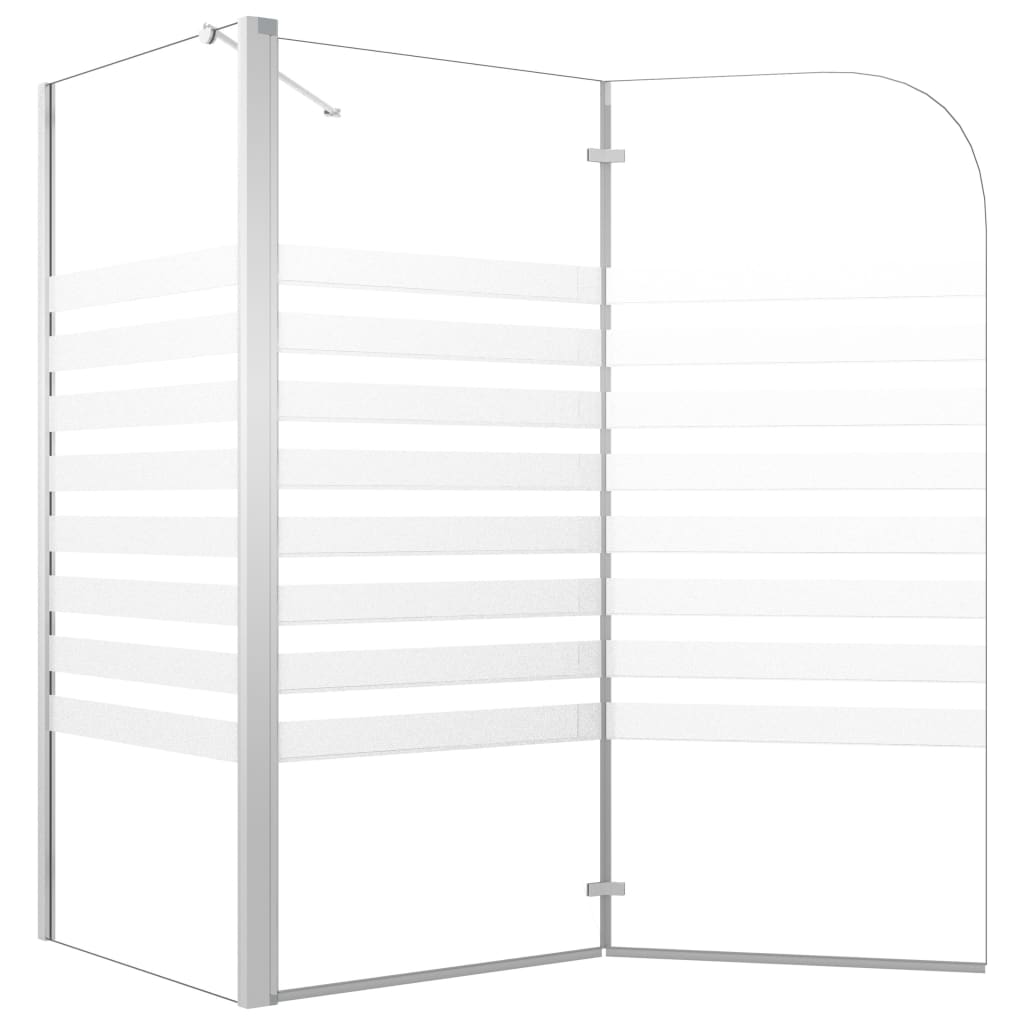 Mampara de baño vidrio templado a rayas 120x68x130 cm