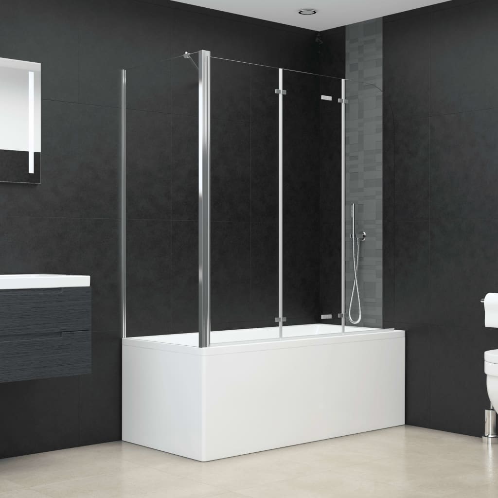Mampara de ducha de vidrio templado a rayas 120x140 cm