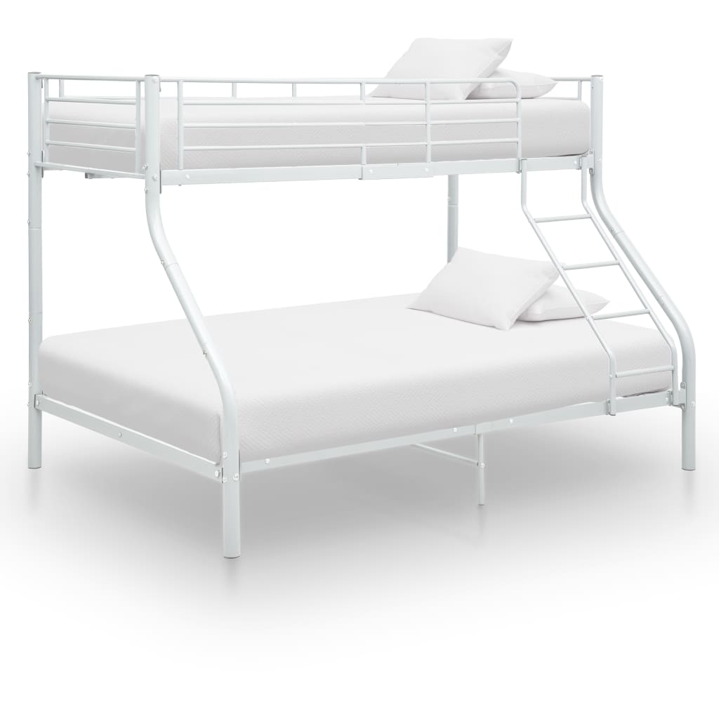 Cama litera con mesa sin colchón metal blanco 90x200 cm