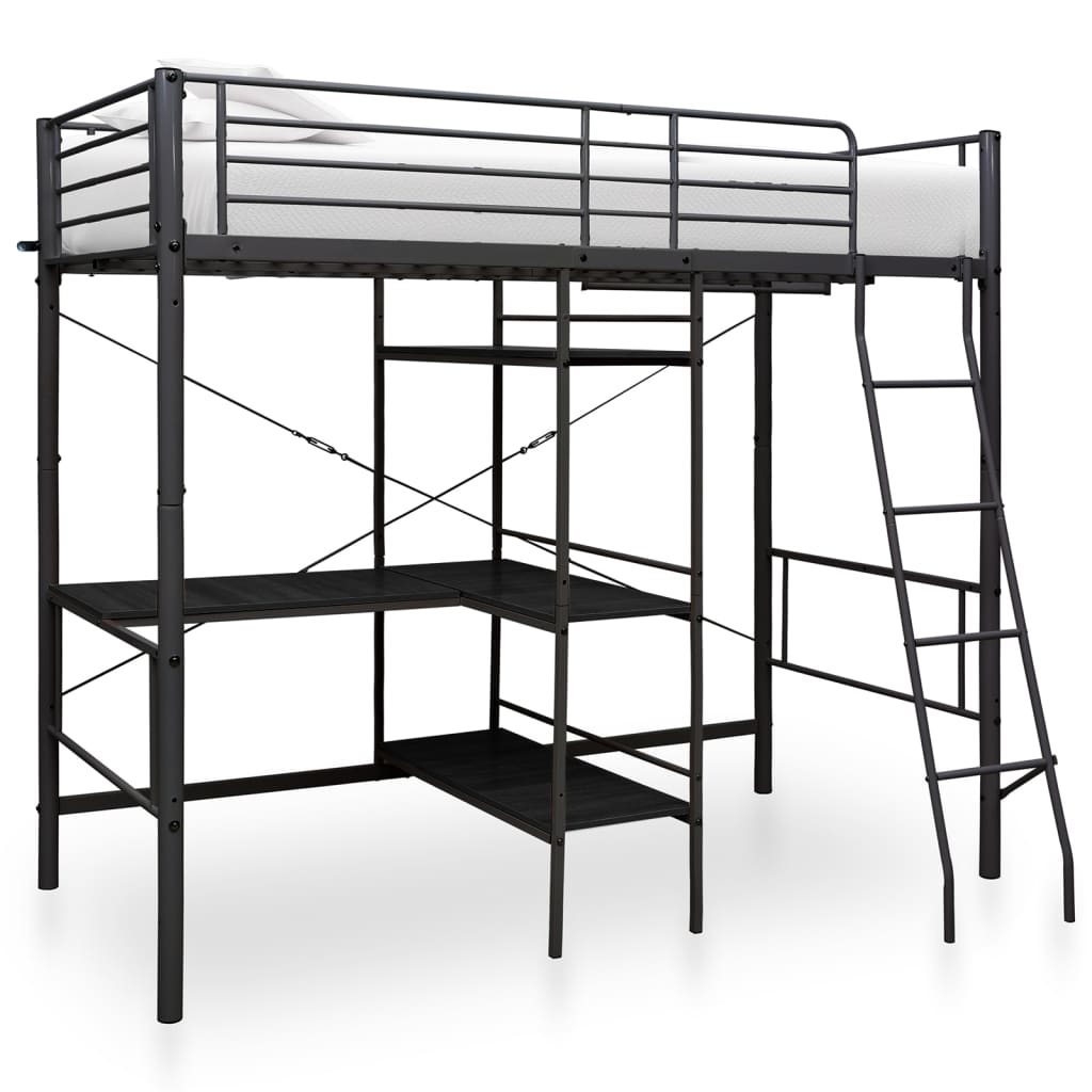 Cama litera de metal blanca 90x200 cm