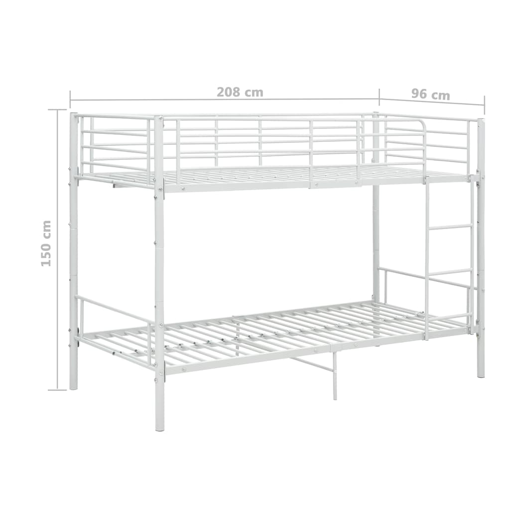 Cama litera de metal blanca 90x200 cm