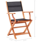 Sillas plegables jardín 2 uds madera eucalipto textilene negro
