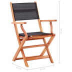Sillas plegables jardín 4 uds madera eucalipto textilene negro