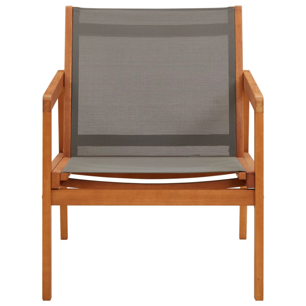 Silla de jardín madera maciza de eucalipto y textilene gris