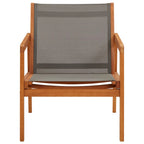 Silla de jardín madera maciza de eucalipto y textilene gris
