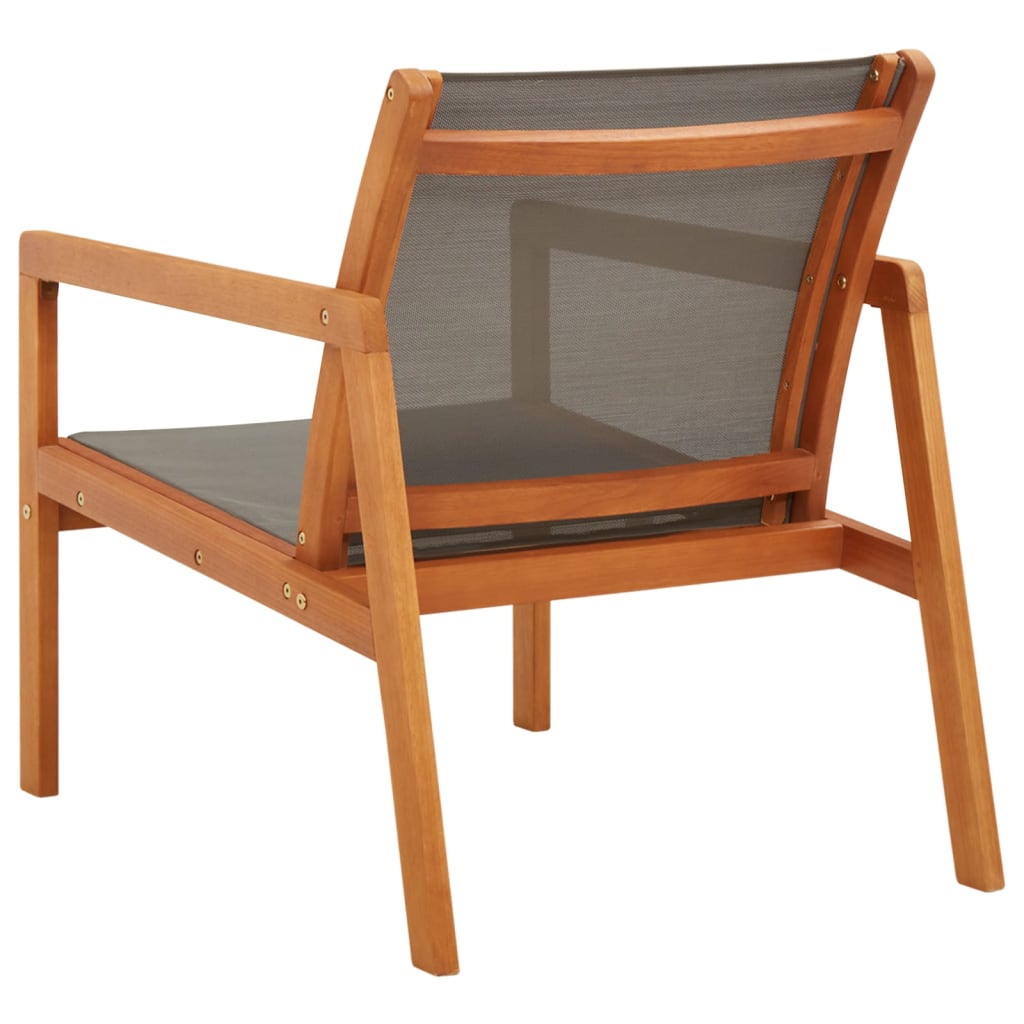 Silla de jardín madera maciza de eucalipto y textilene gris
