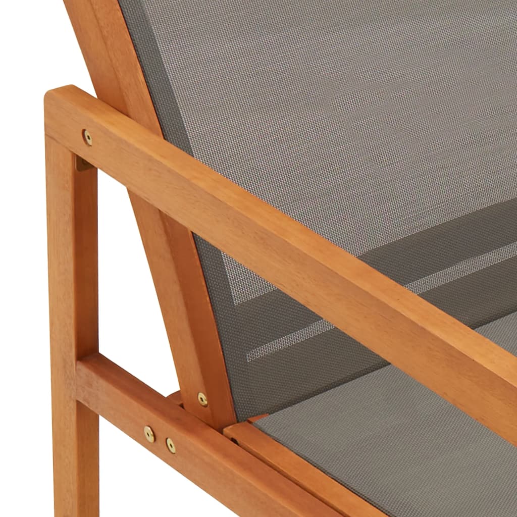 Silla de jardín madera maciza de eucalipto y textilene gris
