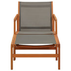 Silla de jardín con reposapiés madera eucalipto textilene gris