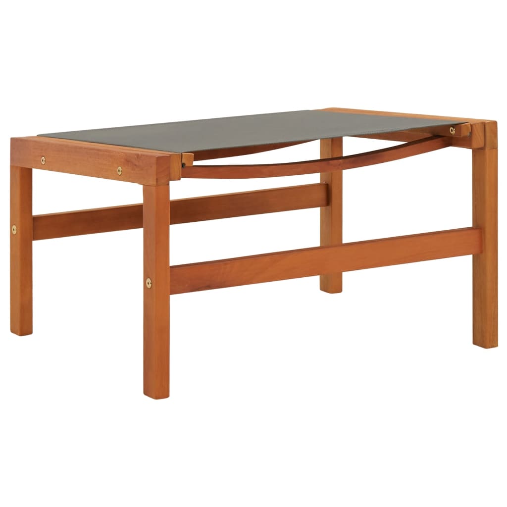 Silla de jardín con reposapiés madera eucalipto textilene gris