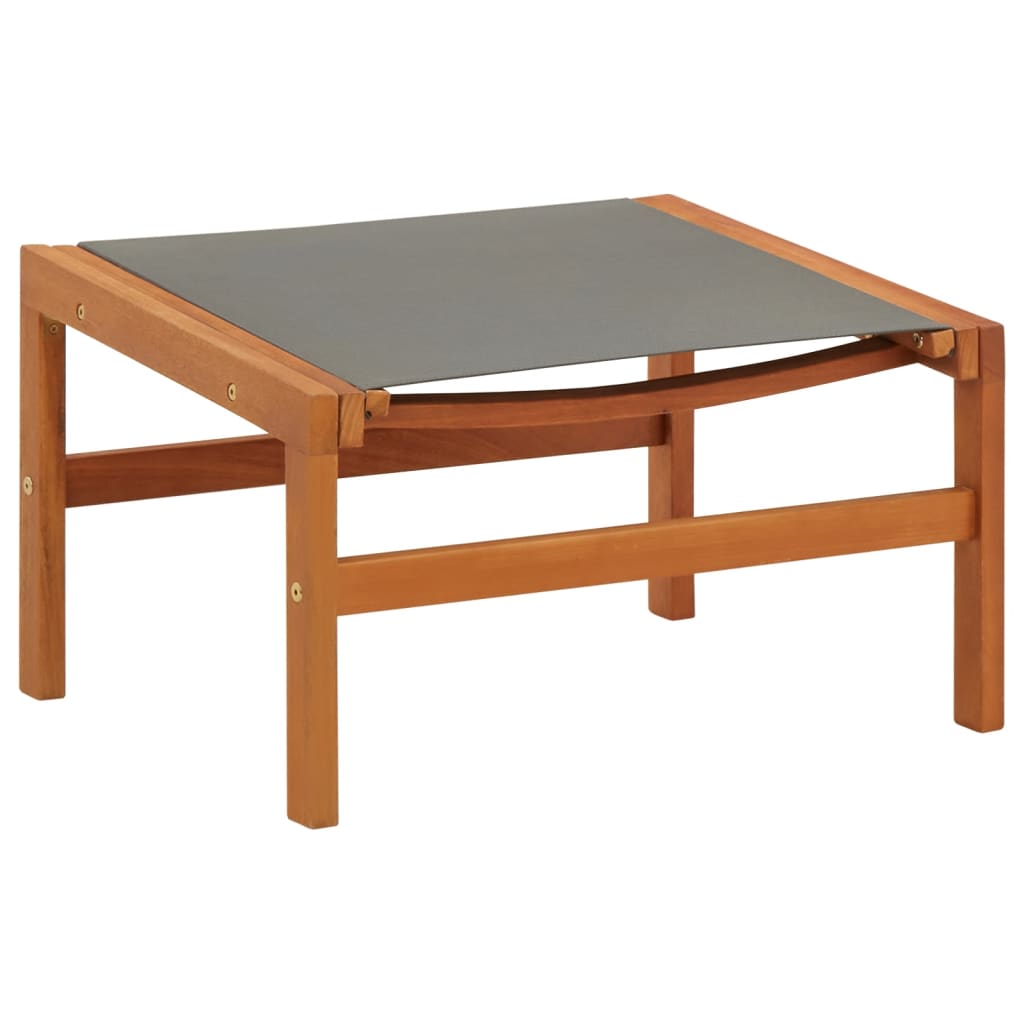 Silla de jardín con reposapiés madera eucalipto textilene gris