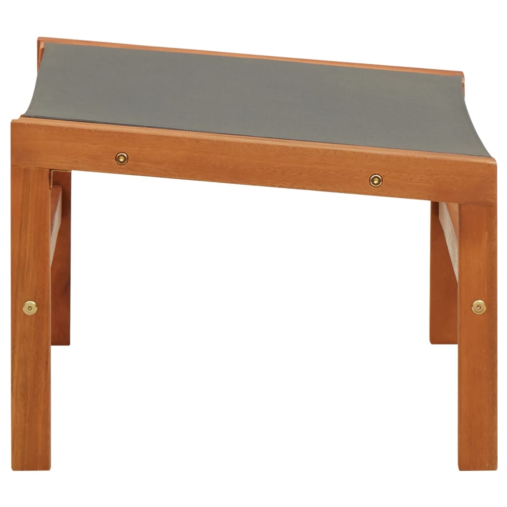 Silla de jardín con reposapiés madera eucalipto textilene gris