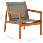 Silla de jardín con reposapiés madera eucalipto textilene gris