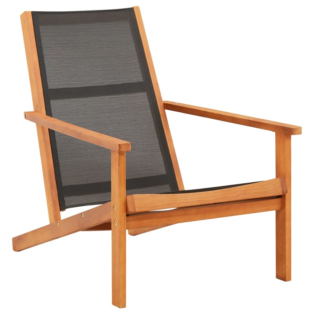 Silla de jardín madera maciza de eucalipto y textilene gris