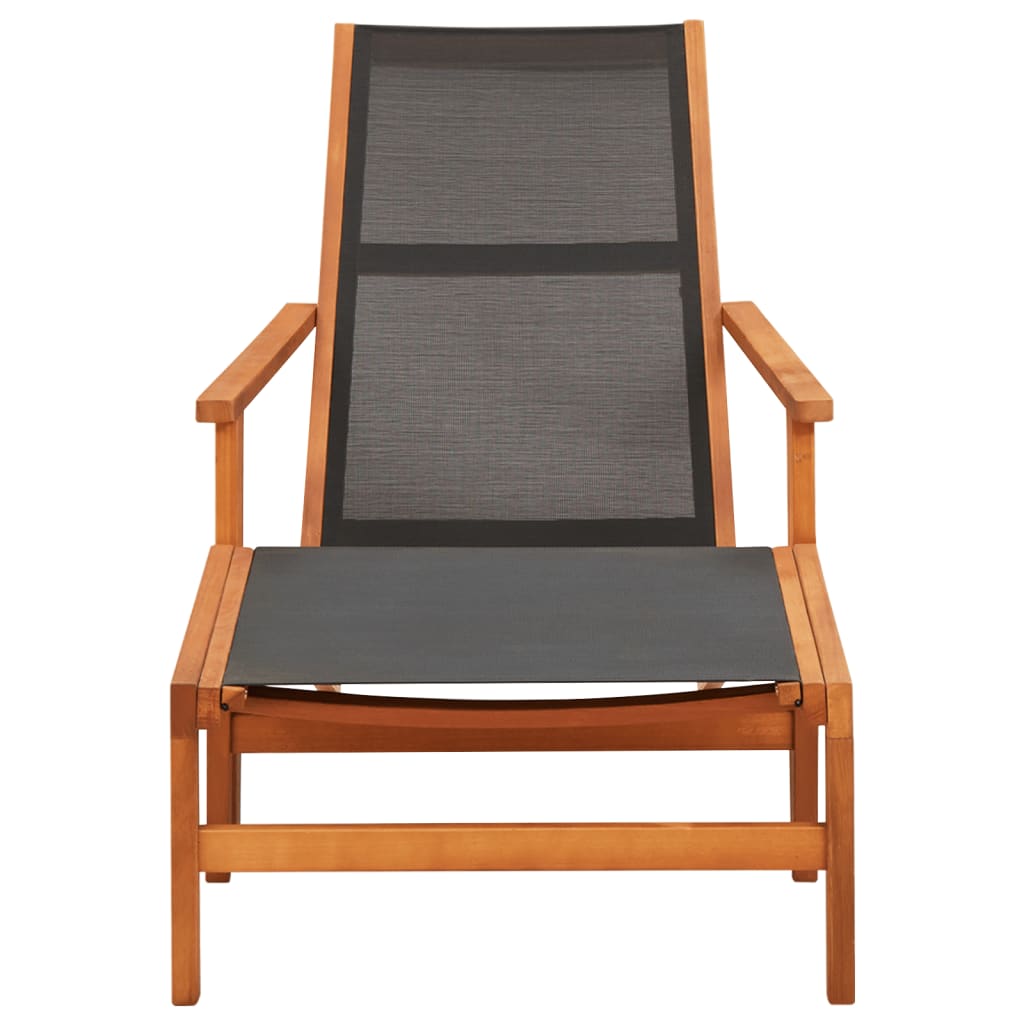 Silla de jardín con reposapiés madera de eucalipto y textilene