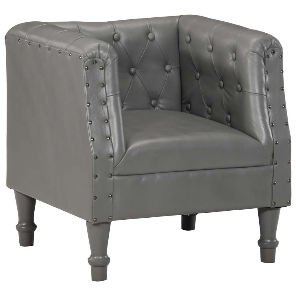 Sillón de cuero auténtico gris