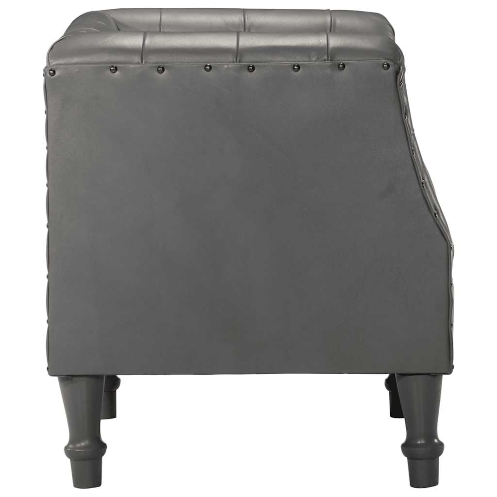 Sillón de cuero auténtico gris