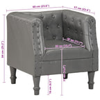 Sillón de cuero auténtico gris