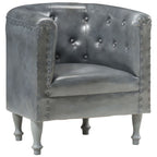 Sillón de cuero auténtico gris